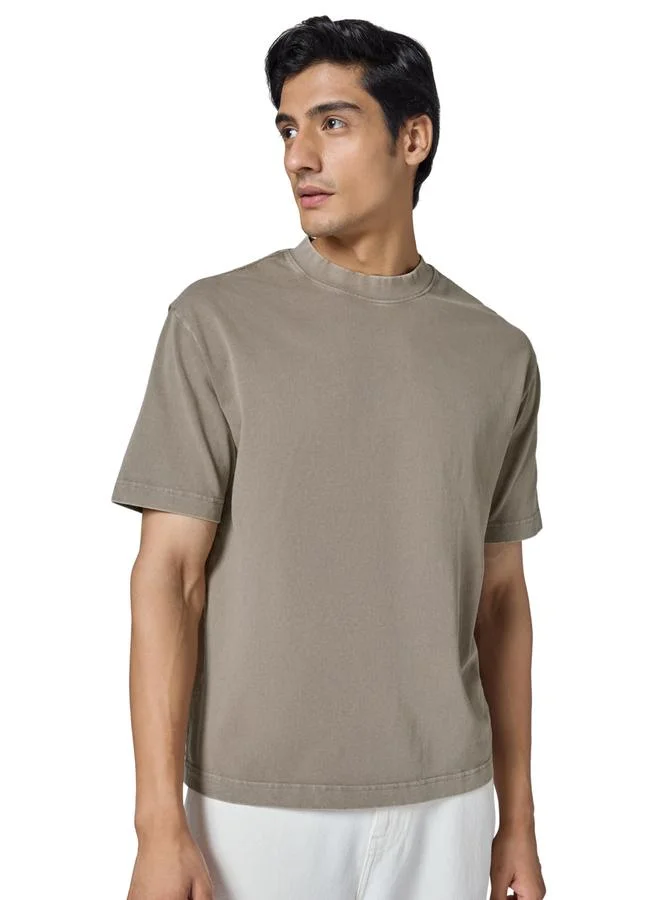 اكس واي اكس اكس تيشيرت قطني رمادي مُغسول بحمض