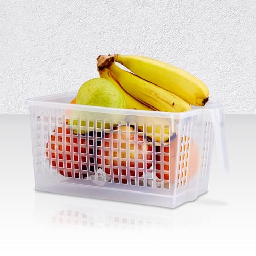 RATAN PLASTICWARE Glory Handy Baskets -Small (Pack of 3) Fridge Storage, Fruit & Vegetable storage Container, Refrigerator storage, Multipurpose Storage-Transparent (Clear) - Image 1