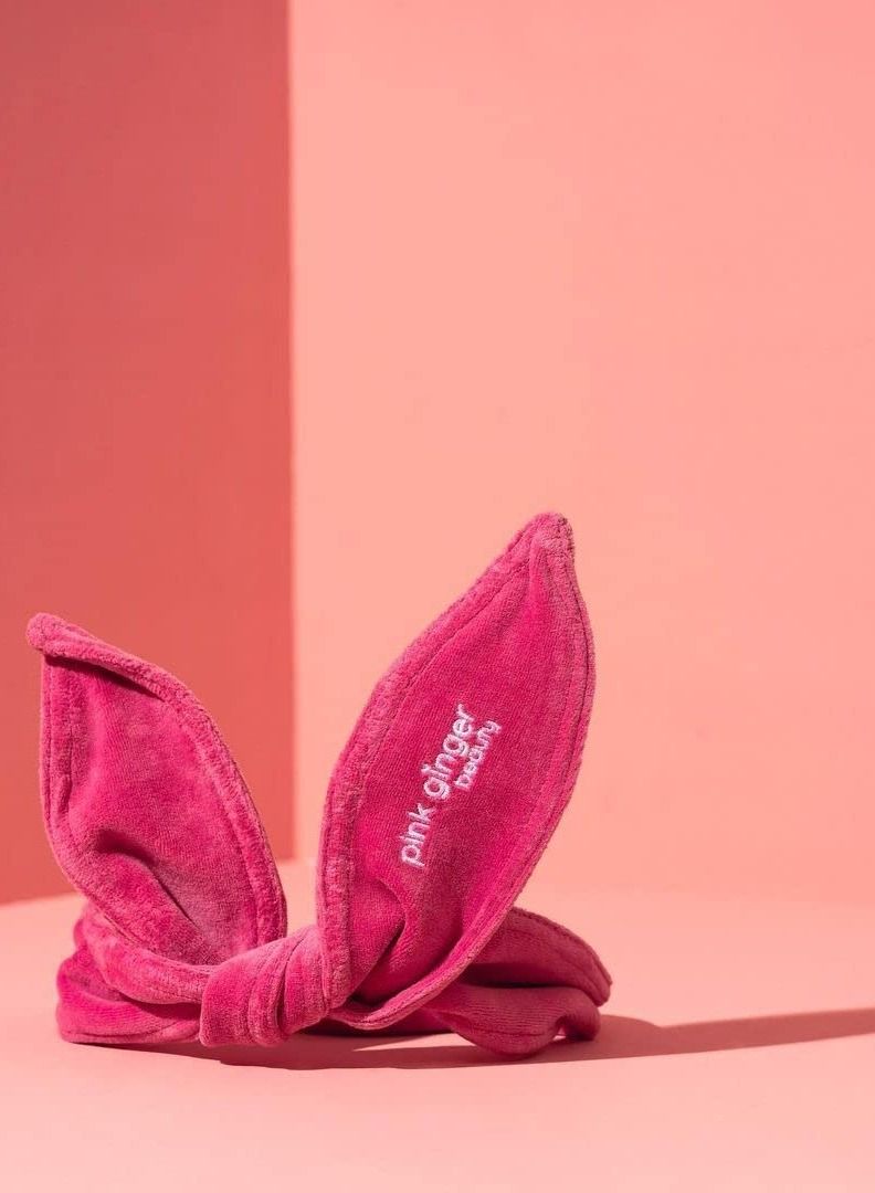 Pink Ginger Adjustable Elastic Pink Headband Bandana for Girls Women 70% Cotton Towel Cloth Skin Friendly Washer and Dryer Friendly 110cm by 10cm - Image 2