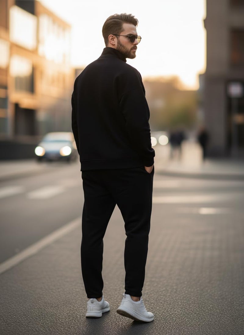 Mack Jonney Solid Half Zipper Track Suit for men | Co-ord Set | Warm Fleece Tracksuit Set | Full Sleeve Sweatshirt-M6151 - Image 4