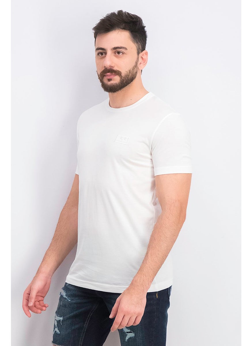 DIESEL Men Crew Neck Short Sleeve Brand Logo Tee, White  - Image 3
