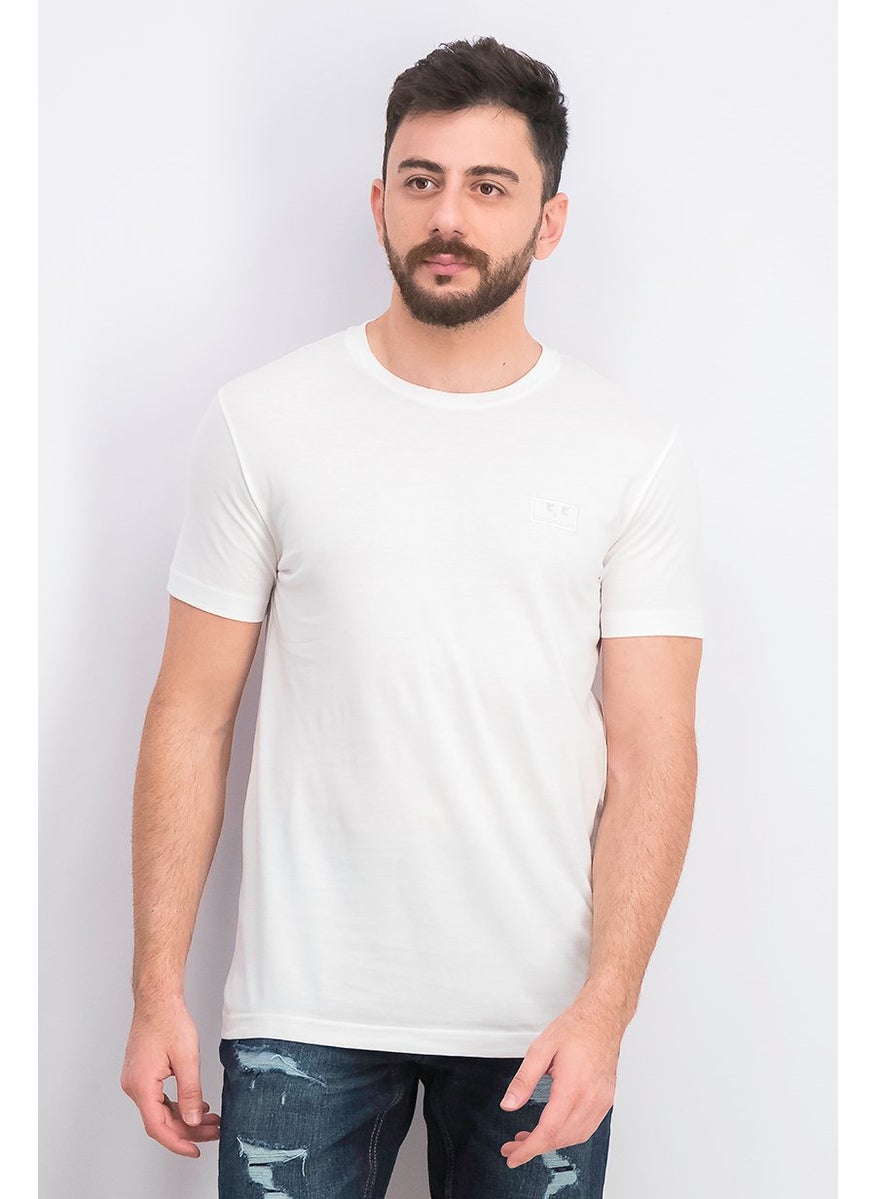 DIESEL Men Crew Neck Short Sleeve Brand Logo Tee, White  - Image 1