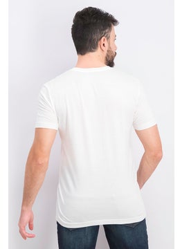 DIESEL Men Crew Neck Short Sleeve Brand Logo Tee, White  - Image 2
