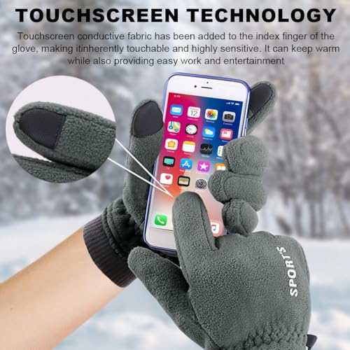 GUSTAVE® Winter Gloves for Men & Women Polar Fleece Insulated Warm Gloves with Touchscreen Fingertips & Anti-Slip Grip for Cycling, Driving, and Outdoor Cold Weather Activities - Image 3