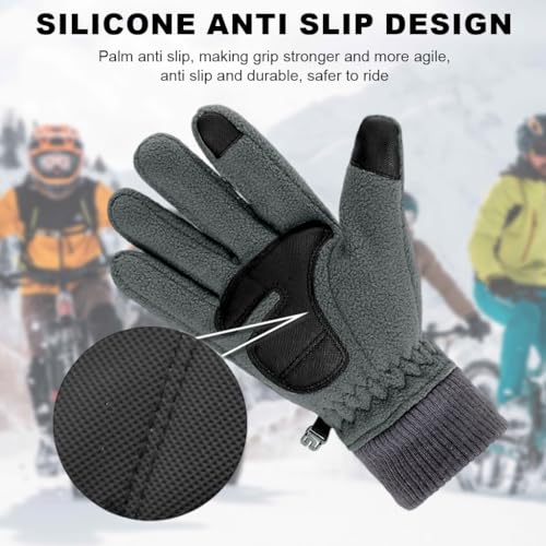 GUSTAVE® Winter Gloves for Men & Women Polar Fleece Insulated Warm Gloves with Touchscreen Fingertips & Anti-Slip Grip for Cycling, Driving, and Outdoor Cold Weather Activities - Image 4