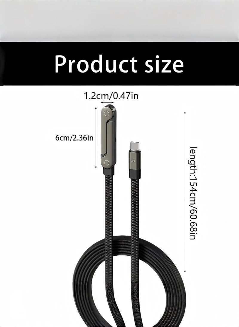 كيورو كيبل شاحن سريع مجدول بقوة 240 واط من QERO، مزود بحامل هاتف مدمج، كبل USB-C قابل للطي متين جديد، كبل USB-C بزاوية قائمة 90 درجة، كبل شاحن متعدد الوظائف، من منفذ Type-C / Type-U إلى منفذ Type-C (قطعة واحدة) - Image 4