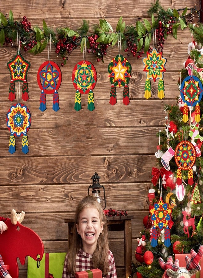 Qpout 24Pcs Philippine Christmas Tree Ornaments,Traditional Capiz Star Parol Lantern Wooden Hanging Decor for Home Window Filipino Holiday Xmas Tree Decorations - Image 5
