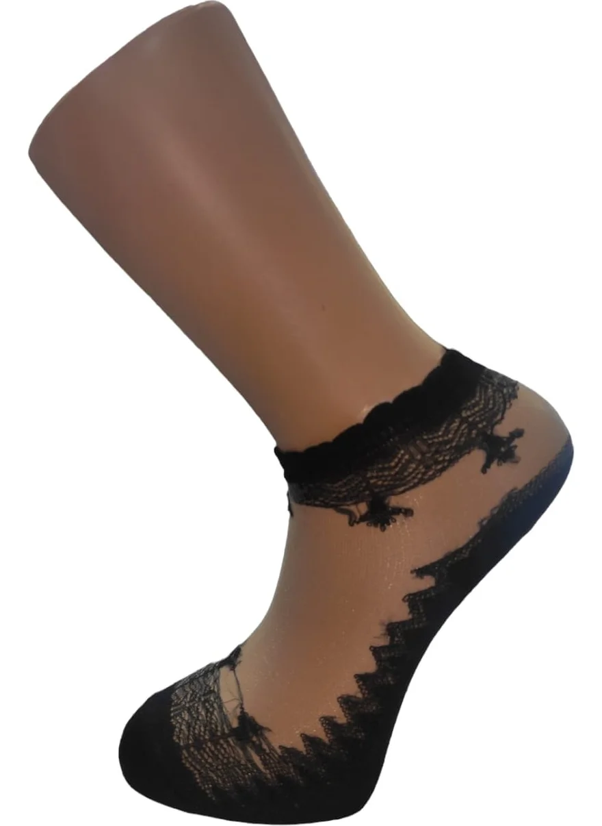 Seva Perfumed 6 Pairs Black Cream White Socks Wrist Embroidered