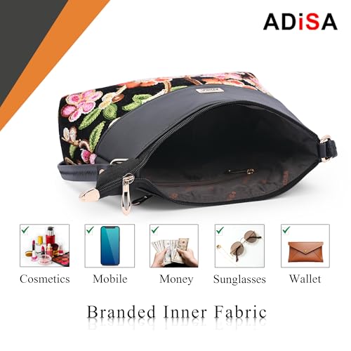 ADISA Women's Girls Embroided Sling Bag (SL5152-BLA) - Image 4
