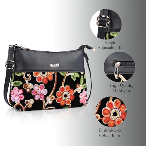 ADISA Women's Girls Embroided Sling Bag (SL5152-BLA) - Image 3