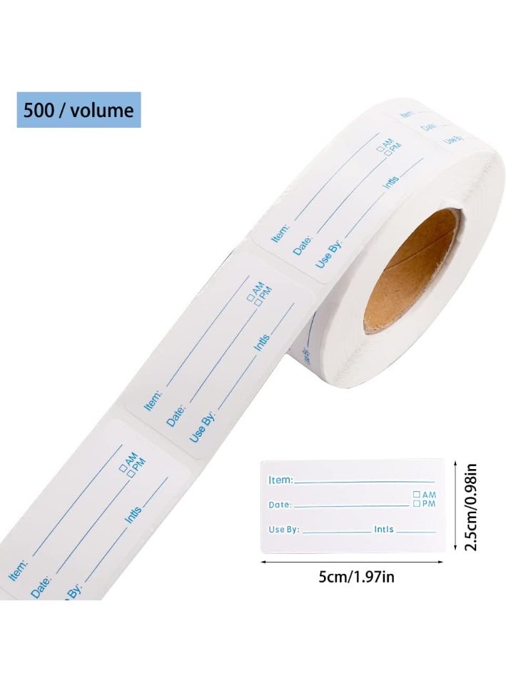 2 لفة 1000 قطعة ملصقات المجمد القابلة للإزالة، أغذية ملصقات المجمد ملصقات تاريخ الطعام ملصقات تخزين الطعام حاويات الطعام جرار المطبخ منظمة تخزين المطعم، 2 ملصقات الطعام الملون لفة، سهولة الكتابة على - Image 2