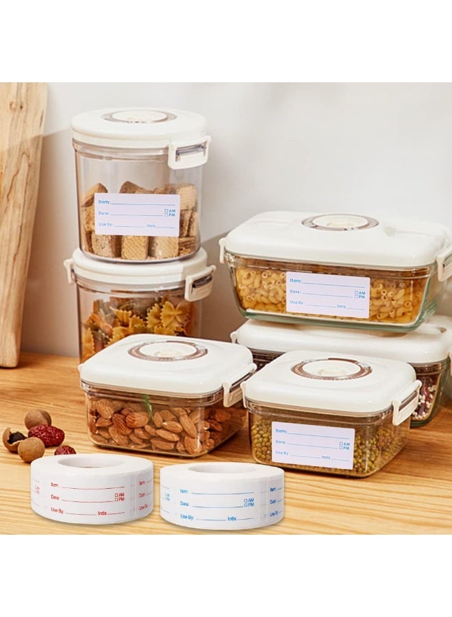 2 لفة 1000 قطعة ملصقات المجمد القابلة للإزالة، أغذية ملصقات المجمد ملصقات تاريخ الطعام ملصقات تخزين الطعام حاويات الطعام جرار المطبخ منظمة تخزين المطعم، 2 ملصقات الطعام الملون لفة، سهولة الكتابة على - Image 4