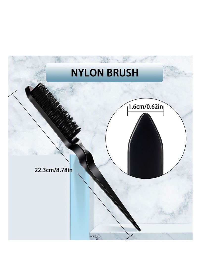 3-Piece Slick Back Hair Brush Set Hair Brush Edge Control Brush Teasing Comb Rat Tail Comb for Women Baby Kids' Hair (Black) - Image 4