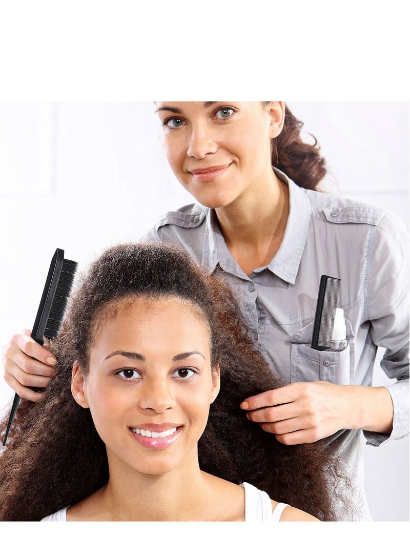 3-Piece Slick Back Hair Brush Set Hair Brush Edge Control Brush Teasing Comb Rat Tail Comb for Women Baby Kids' Hair (Black) - Image 3