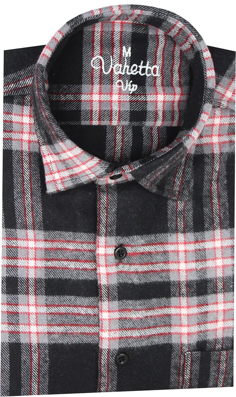 فاريتا Men's Black Red Classic Cut Thick Winter Lumberjack Shirt