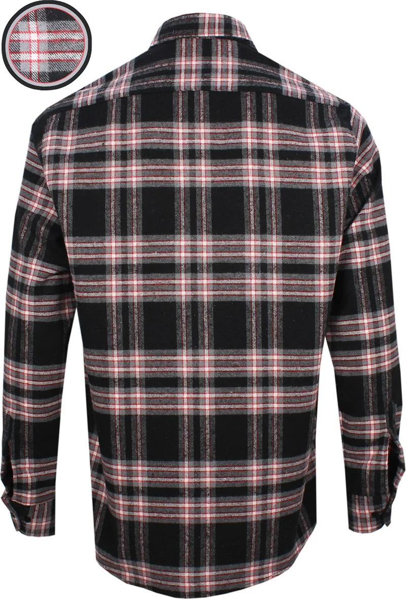 فاريتا Men's Black Red Classic Cut Thick Winter Lumberjack Shirt