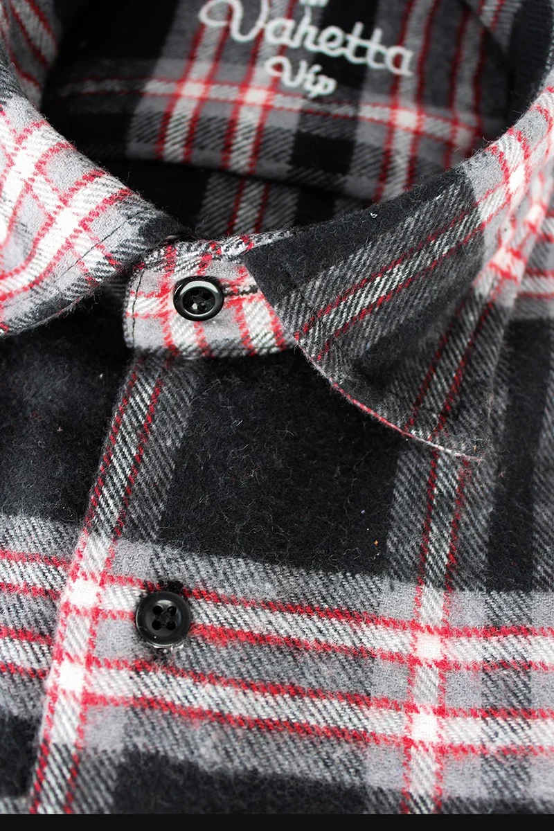 فاريتا Men's Black Red Classic Cut Thick Winter Lumberjack Shirt