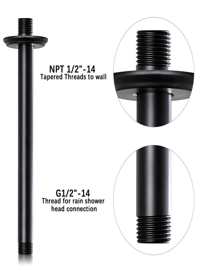 Anpean 8 Inch Shower Arm and Flange Matte Black, Ceiling Mounted Shower Arm for Rain Shower Head - Image 4