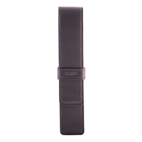 DiLoro Leather Single Pen Case Pencil Pouch Holder for One Fountain Ballpoint Rollerball Pen and Pencil (Brown) - Image 1