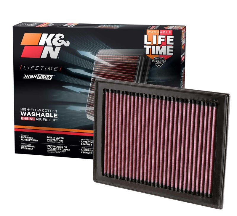 K&N High-Flow Original Lifetime Engine Air Filter: Increase Power: Premium, Washable: Compatible with 2008-2022 Chervolet/Infiniti/Nissan: (See Product Description for Select Models) 33-2409 - Image 1