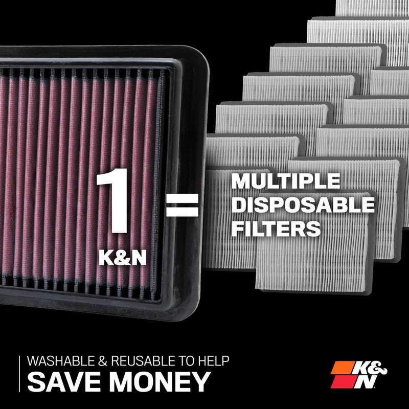 K&N High-Flow Original Lifetime Engine Air Filter: Increase Power: Premium, Washable: Compatible with 2008-2022 Chervolet/Infiniti/Nissan: (See Product Description for Select Models) 33-2409 - Image 2