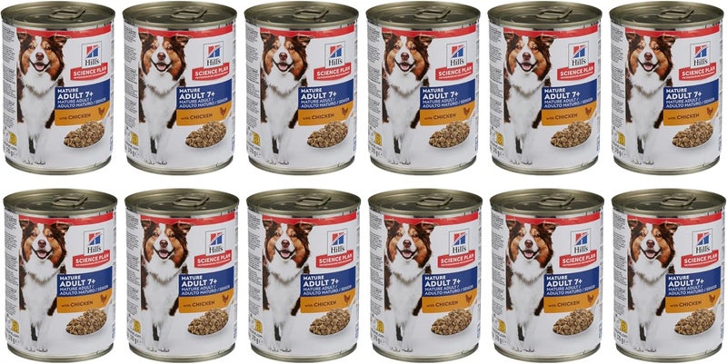 Hill's طعام الكلاب هيلز ساينس بلان للبالغين 7+ مع الدجاج، 370 جرام × 12 علبة - Image 1