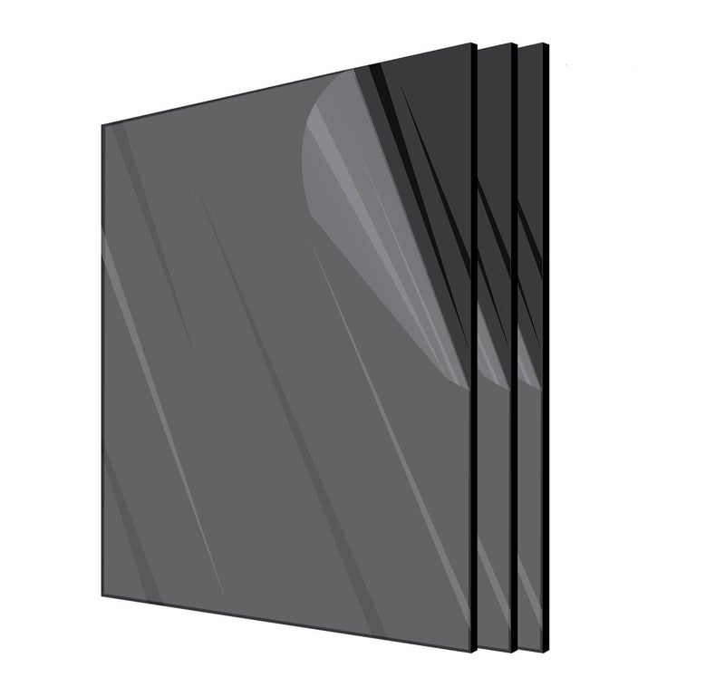 AdirOffice Acrylic Plexiglass Sheet 12x12 18th Thick Durable Water Resistant Weatherproof Multipurpose Ideal for Countless Uses 3 Pack Black