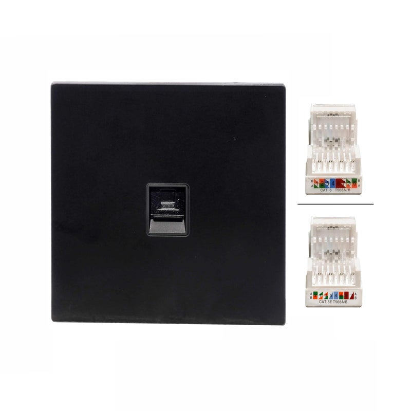 Donmarco مأخذ الكمبيوتر RJ45 - بلاستيك فائق النحافة، مثالي للشبكات، مخرج كهربائي مقاوم للحريق، ضمان 3 سنوات (أسود مطفي) - Image 2