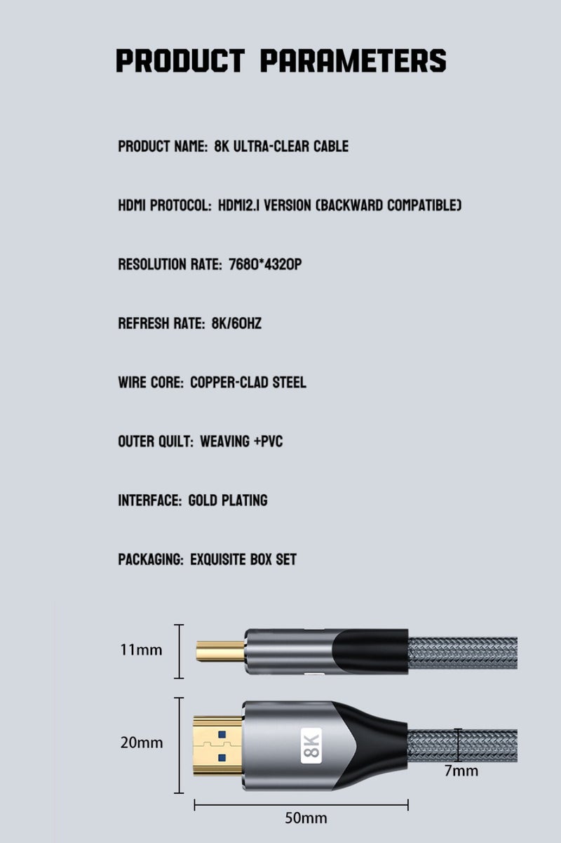 TNGames HDMI 2.1 Ultra High-Speed Cable 1.5M | True 8K/60Hz & 4K/120Hz | Gaming-Grade Braided Cable (Color Box)  — Compatible with PS5/PC/Projectors/TVs - Image 5
