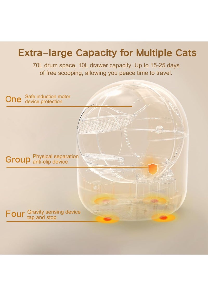 GUDOO - Self Cleaning Cat Litter Box Extra Large Smart Litter Box Automatic Cat Litter Box with APP Control Odor Removal Safety Protection for Multiple Cats White - Image 1
