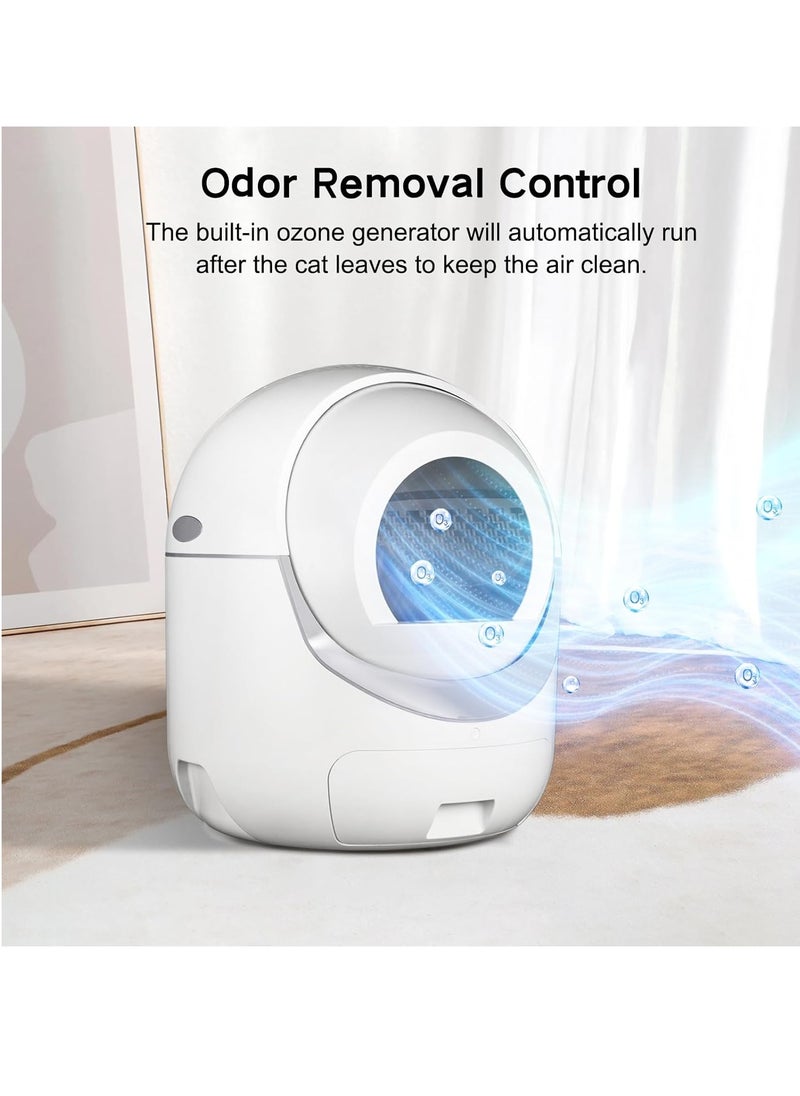 GUDOO - Self Cleaning Cat Litter Box Extra Large Smart Litter Box Automatic Cat Litter Box with APP Control Odor Removal Safety Protection for Multiple Cats White - Image 1