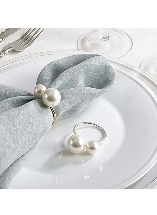 Elegant Pearl Napkin Ring for Special Occasions, Perfect for Family Gatherings, Weddings, and Dinner Decorations in Gold - Image 3
