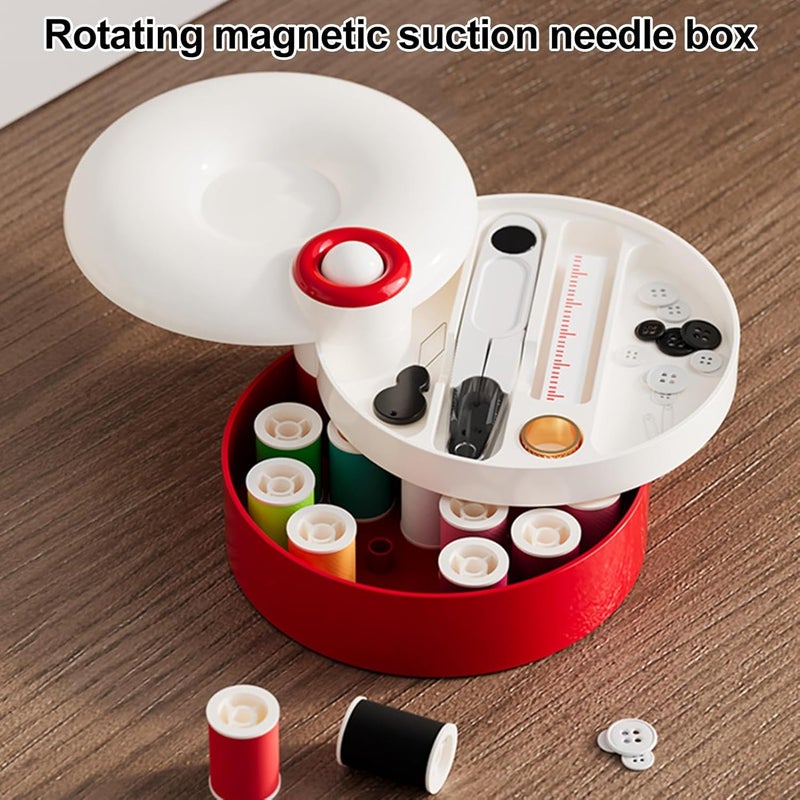 YOXIER Sewing Kit, Sewing Kit for Adults, 360-Degree Rotatable Magnetic Mini Sewings Kits, Family Travel Sewings Project Portable Small Traveler Supplies Repair Kits Thread Accessories Red - Image 5
