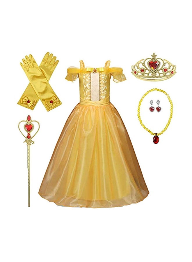 NIBEMINENT 6-Piece Belle Princess Costume And Many More Accessories Sets Multicolour 3 Years 130cm - Image 1
