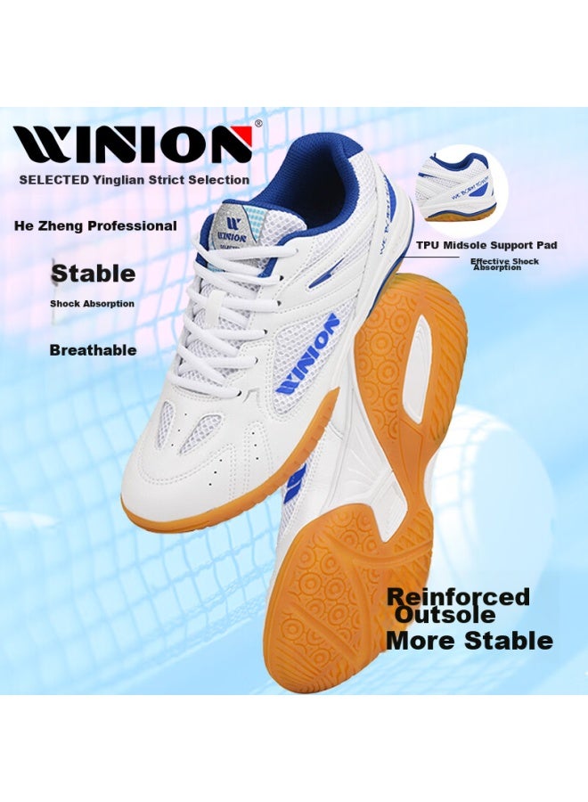 E-LIAN TT Winion Selected أحذية تنس الطاولة للرجال والنساء، نعل مطاطي غير قابل للانزلاق لأحذية رياضية لتنس الطاولة، Precision White And Blue، المقاس 42 - Image 1