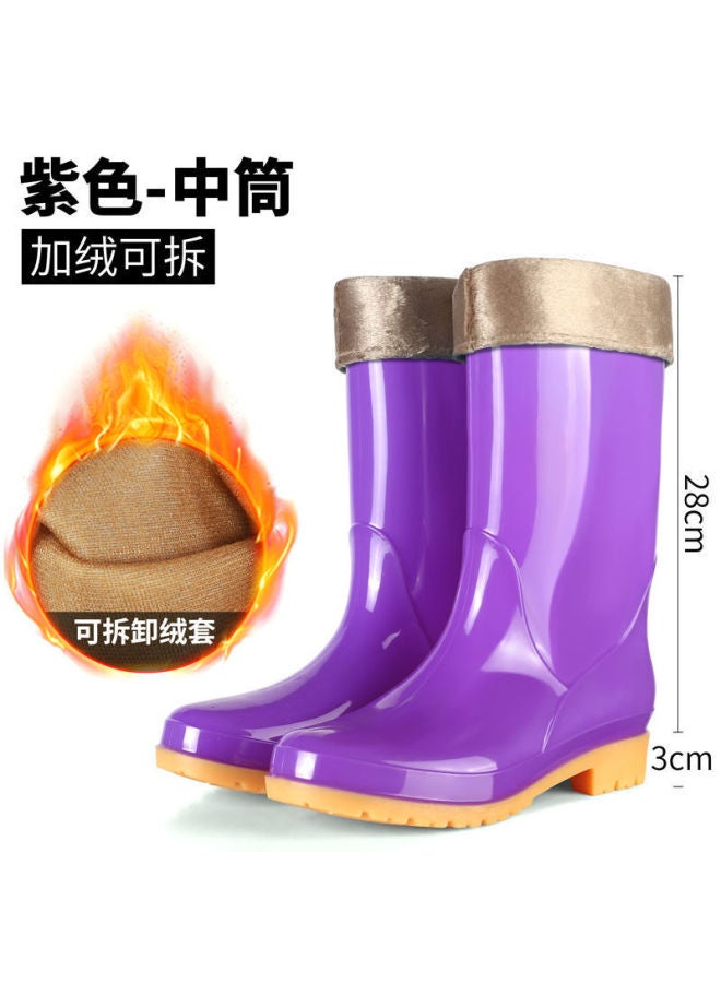 High-top Rain Boots Women's Korean-style Non-slip Rubber Shoes Water Boots Urban Water Shoes Fashionable Overshoes Mid-short Rain Boots Rubber Shoes