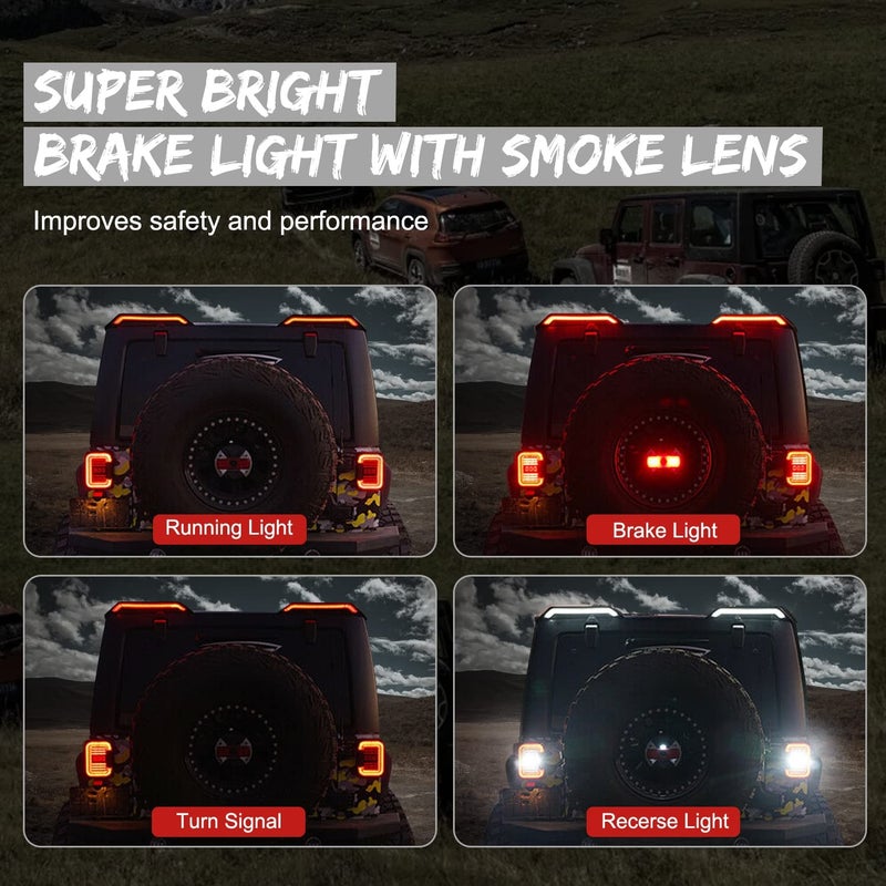 Aaiwa High Mount Brake Light with Turn Signals & Brake Lights, Extra Tail Light For Jeep Wrangler JK JKU 2007-2018 Upgrade Roof Tail Lights - Image 3