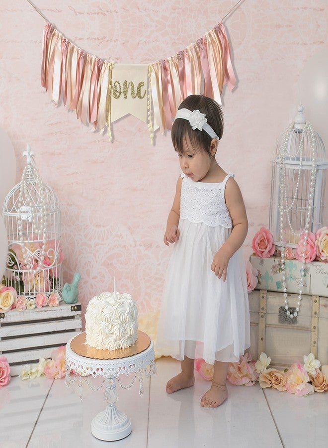 ZZDCMS Pink Gold Highchair Banner - Pink Birthday Party Decoration, Gold High Chair Banner For 1st Birthday Girl, Cake Smash Photo Prop, Baby Shower Garland - Image 5