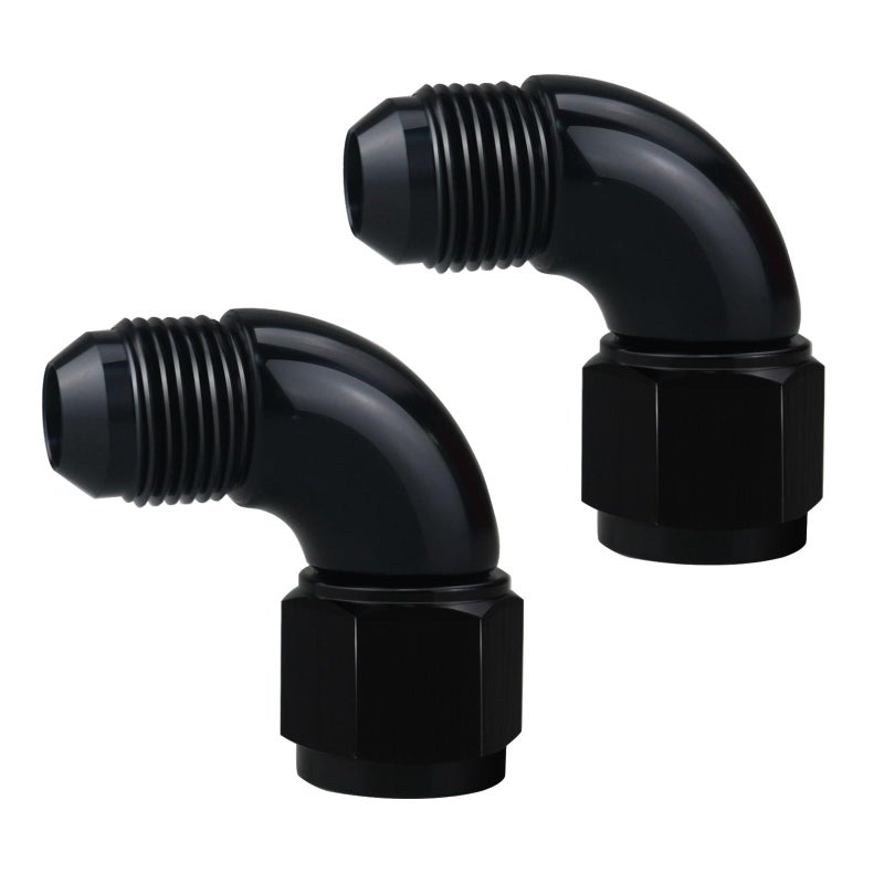 caqeg 8AN Male to 8AN Female Swivel 90 Degree Full Flow Fitting Adapter Coupler Aluminum Black Pack of 2 - Image 2