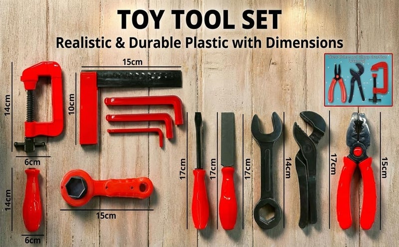 SHAKTISM 12 Pcs Tool Kit - Pretend Play Toy, Engineer Workshop, Role Play Toys for 3+ Years Old Kids , Random Colour - Image 5