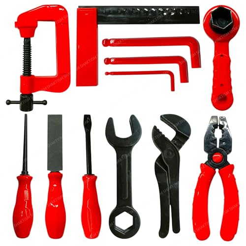 SHAKTISM 12 Pcs Tool Kit - Pretend Play Toy, Engineer Workshop, Role Play Toys for 3+ Years Old Kids , Random Colour - Image 1