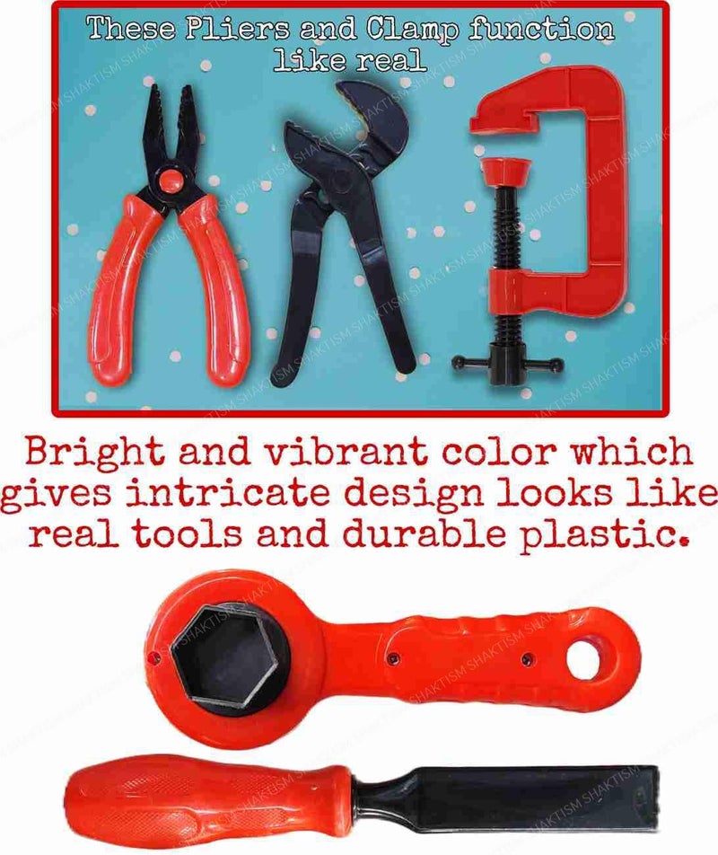 SHAKTISM 12 Pcs Tool Kit - Pretend Play Toy, Engineer Workshop, Role Play Toys for 3+ Years Old Kids , Random Colour - Image 4