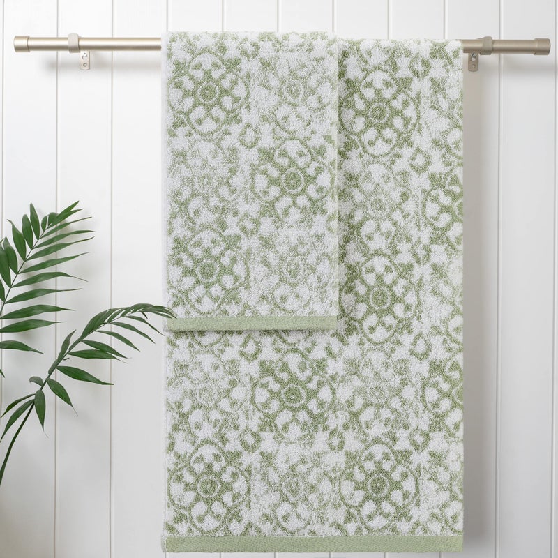 Jessica Simpson â€“ Bath Towel 4 Piece Set | Aziza | Premium Bathroom DÃ©cor | Includes 2 Hand Towels and 2 Shower Towels | 100% Cotton & Machine Washable | Frosty Green - Image 1
