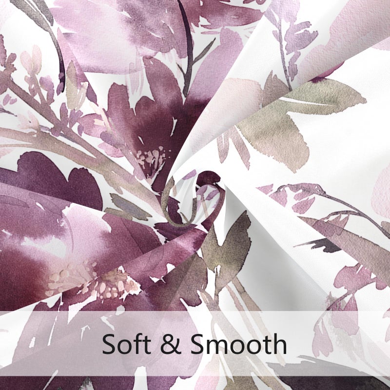 MAYZUS Mauve Floral Shower Curtain  Watercolor Flower Shower Curtain for Bathroom  Modern Abstract Ink Decorative Fabric Shower Curtain Set with Hooks 72x72 - Image 4