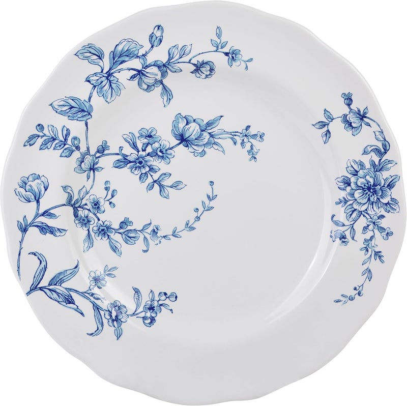 222 Fifth Bellamy Blue 12Piece Porcelain Dinnerware Set  Service for 4 Dinner Plates Salad Plates  Cereal Bowls Durable Porcelain for Daily Dining  Entertainment Microwave  Dishwasher Safe - Image 4