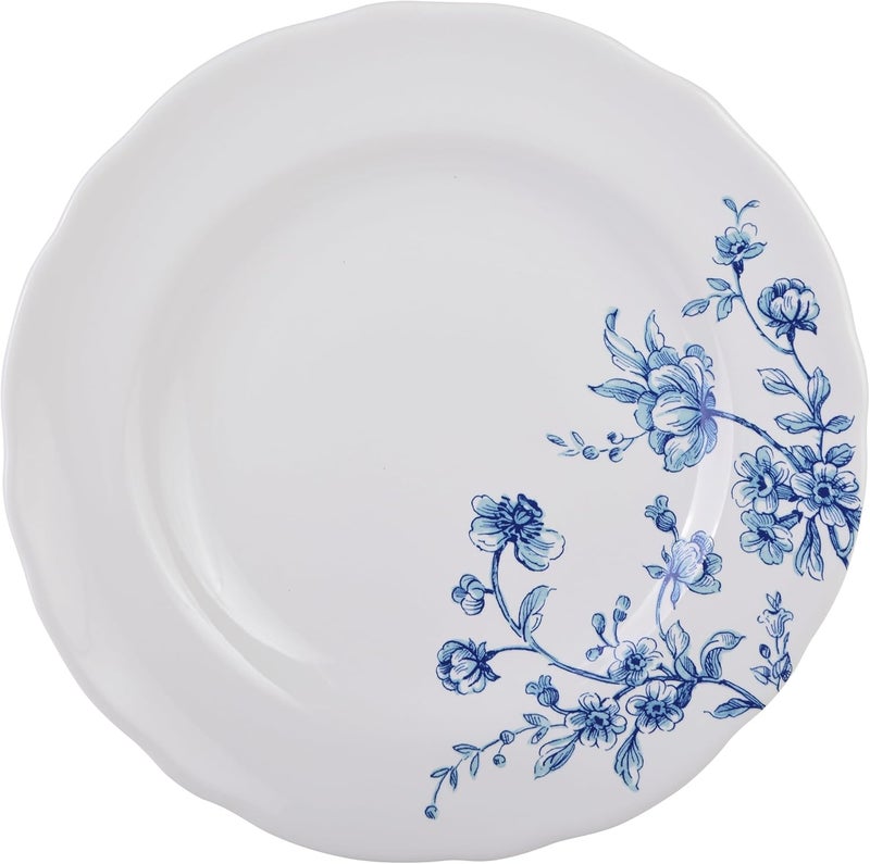 222 Fifth Bellamy Blue 12Piece Porcelain Dinnerware Set  Service for 4 Dinner Plates Salad Plates  Cereal Bowls Durable Porcelain for Daily Dining  Entertainment Microwave  Dishwasher Safe - Image 5