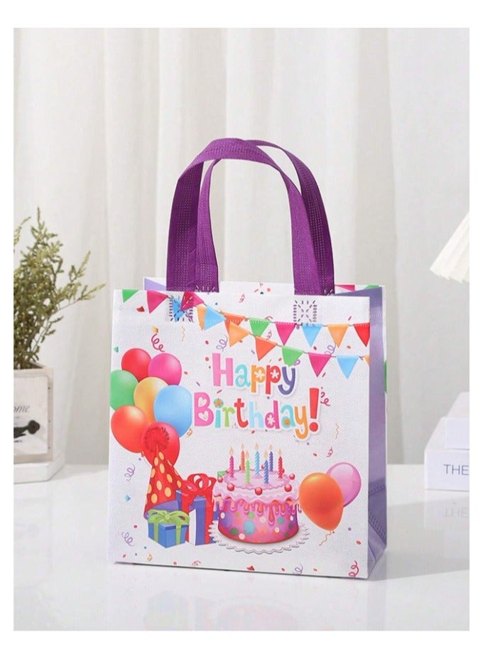 Birthday Gift Bags 4 pieces of candy gift bags made of polyester in different shapes and colors and with the phrase “Happy Birthday” for decorating birthday parties and for presenting gifts. - Image 4