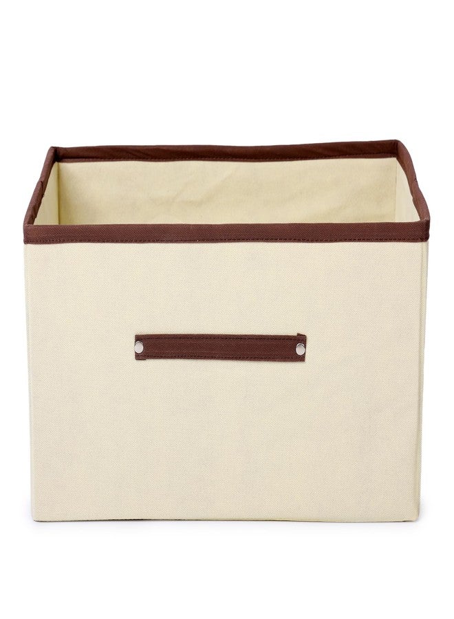 SHREY CREATION Foldable Clothes Storage Box – Large Capacity Fabric Organizer for Wardrobe, Closet Under Bed | Non Woven Storage Bins Basket with Handles for Clothes, Toys (Ivory, Pack Of 1) - Image 2