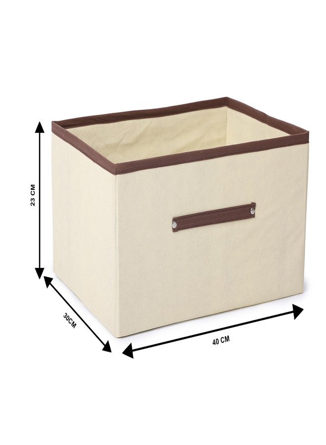 SHREY CREATION Foldable Clothes Storage Box – Large Capacity Fabric Organizer for Wardrobe, Closet Under Bed | Non Woven Storage Bins Basket with Handles for Clothes, Toys (Ivory, Pack Of 1) - Image 4