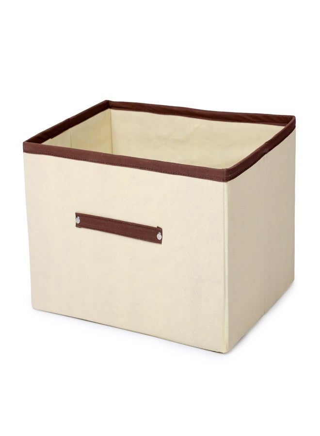 SHREY CREATION Foldable Clothes Storage Box – Large Capacity Fabric Organizer for Wardrobe, Closet Under Bed | Non Woven Storage Bins Basket with Handles for Clothes, Toys (Ivory, Pack Of 1) - Image 1
